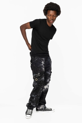 ROBINS NEW MILITARY STYLE CARGO PANTS IN ASTROBLACK WITH BLK DIAMOND AND JET BLK CRYSTALS Body Fit Ready Functional Comfort