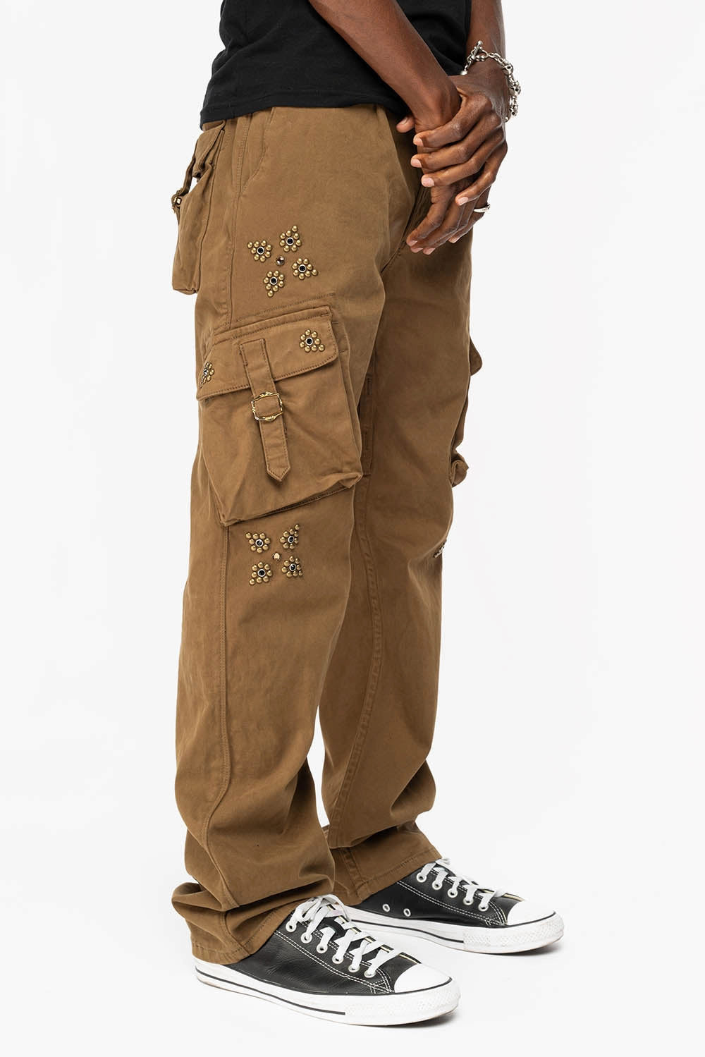 ROBINS NEW MILITARY STYLE CARGO PANTS IN AVOCADO  WITH WESTERN CRYSTAL MOTIF Daily Driven
