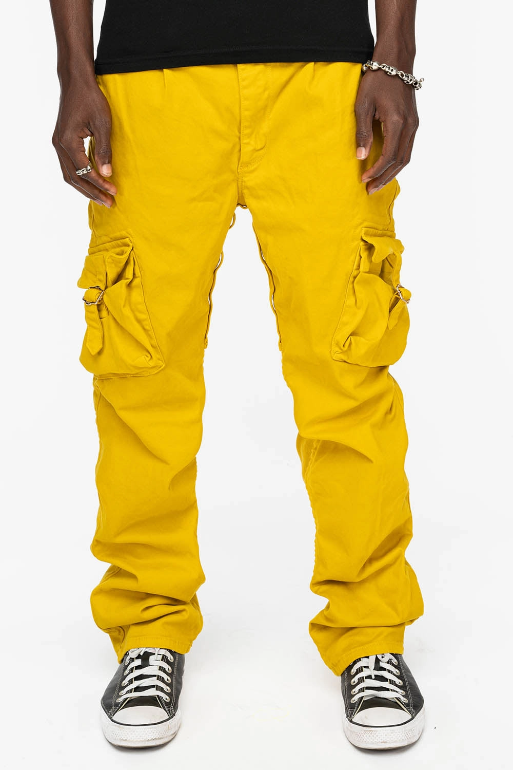 Multi Season Piece ROBINS NEW MILITARY STYLE CARGO PANTS IN MUSTARD COLOR WASH