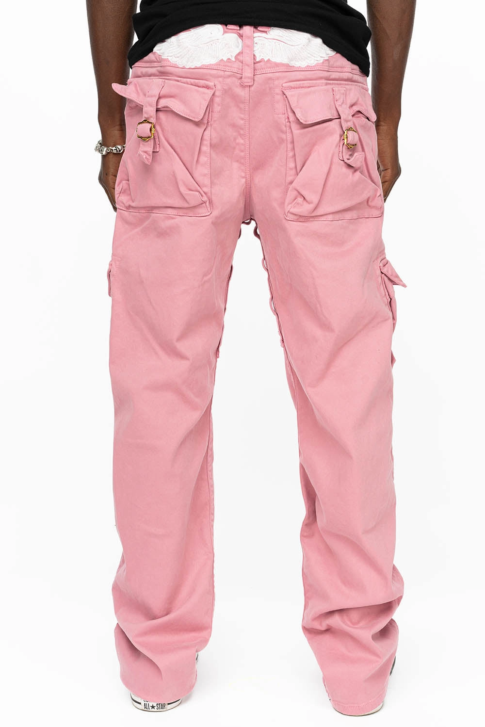 ROBINS NEW MILITARY STYLE CARGO PANTS IN PINK COLOR WASH Rainy Day Everyday