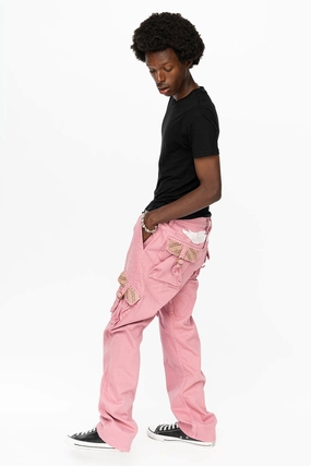 ROBINS NEW MILITARY STYLE CARGO PANTS IN PINK WITH CRYSTAL AB AND MONTANA CRYSTALS Party Look Earthy