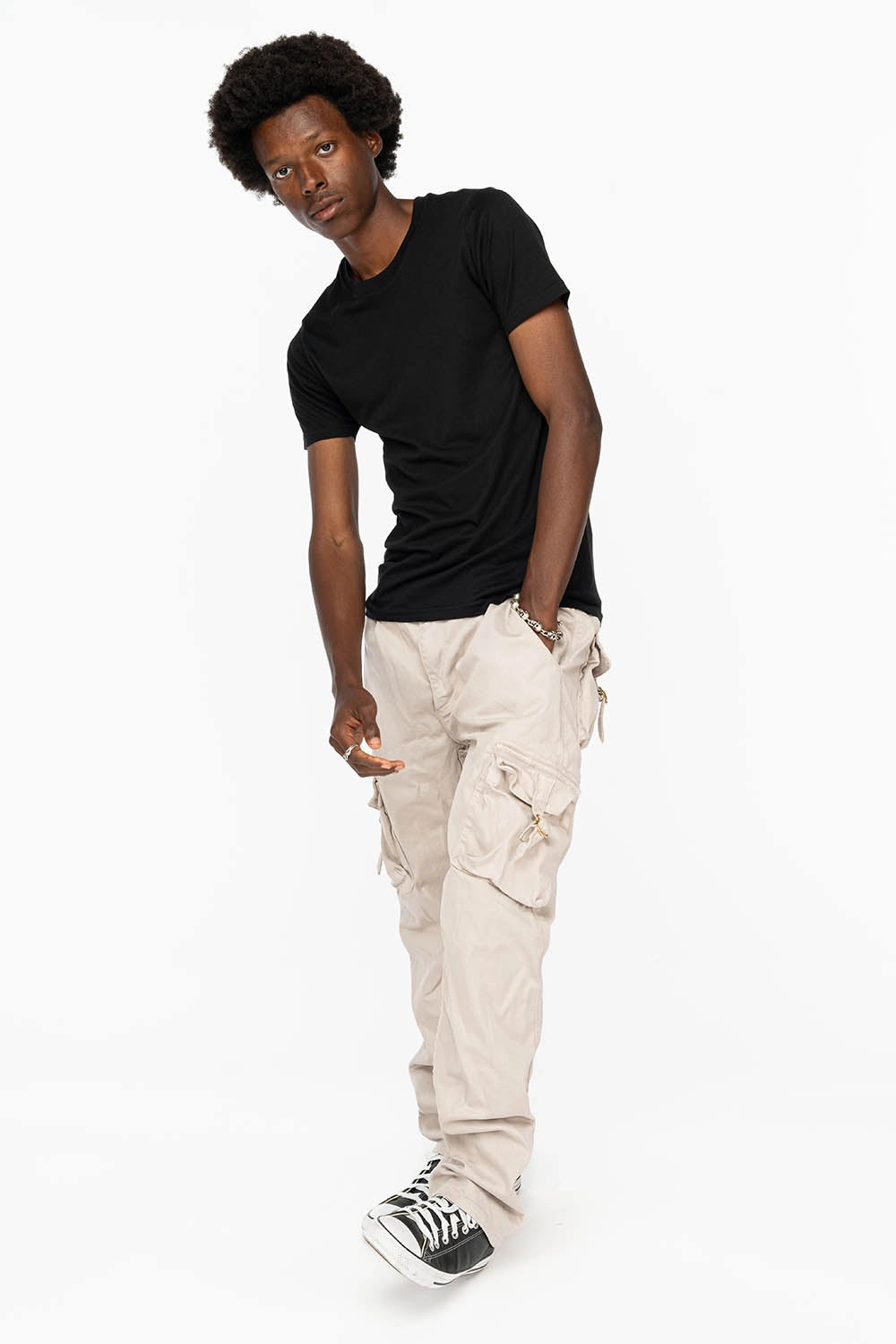 ROBINS NEW MILITARY STYLE CARGO PANTS IN STONE COLOR WASH Affordable Beach Day