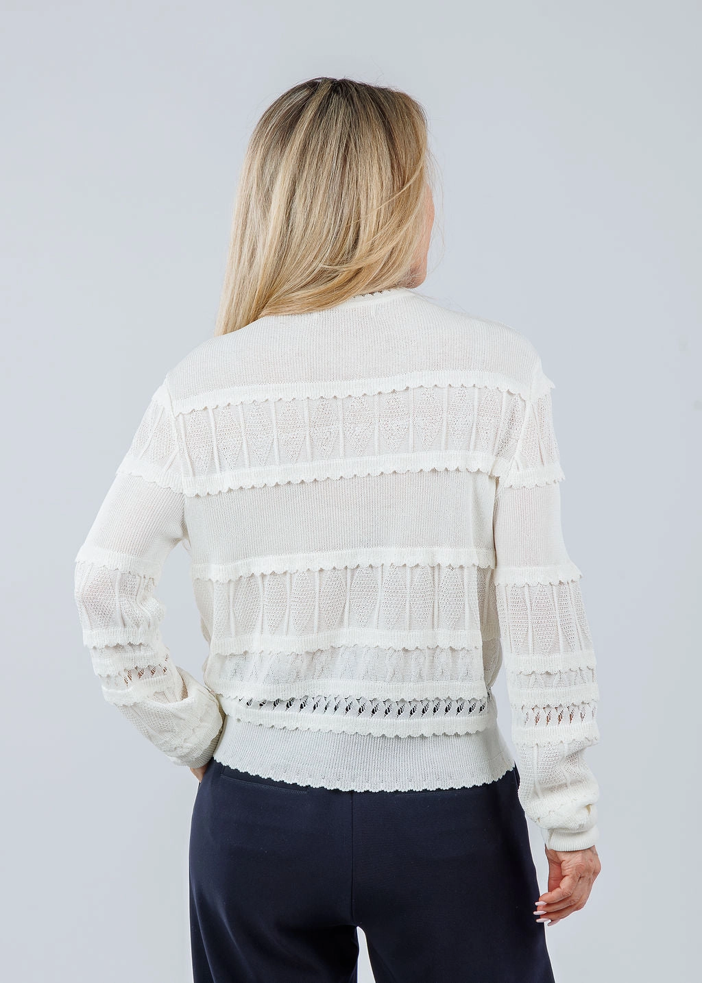 Ross Fringe Cardigan - Off White Lightweight Warmth