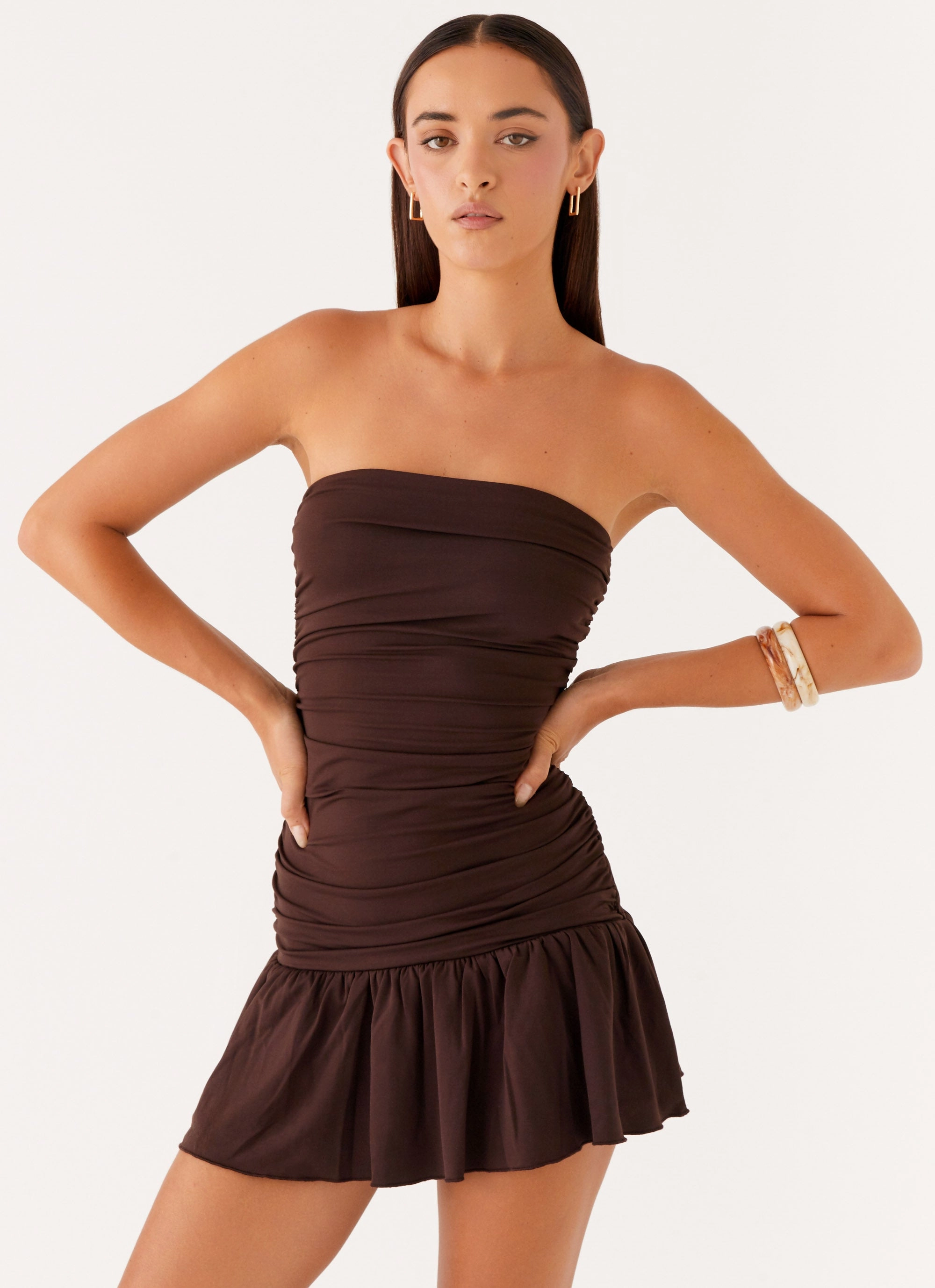Eclair Mini Dress - Chocolate Radiant Mood Stylish Line