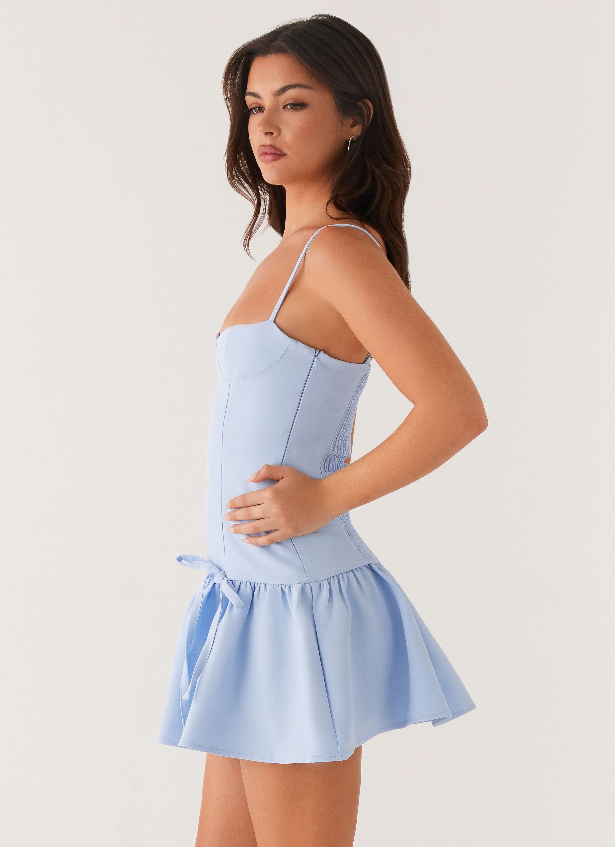 Texture Flow Event Mood Running Late Mini Dress - Blue
