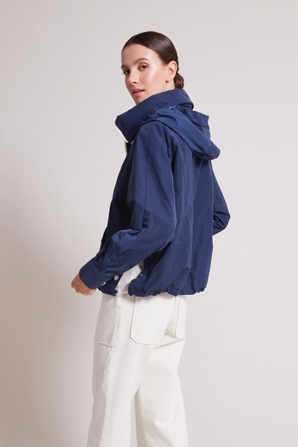 Ryder Convertible Hooded Bomber Jacket - Navy Sustainable Material