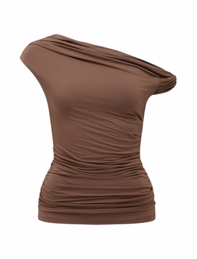 Rylee Tipped Shoulder Top Linen Blend Fabric