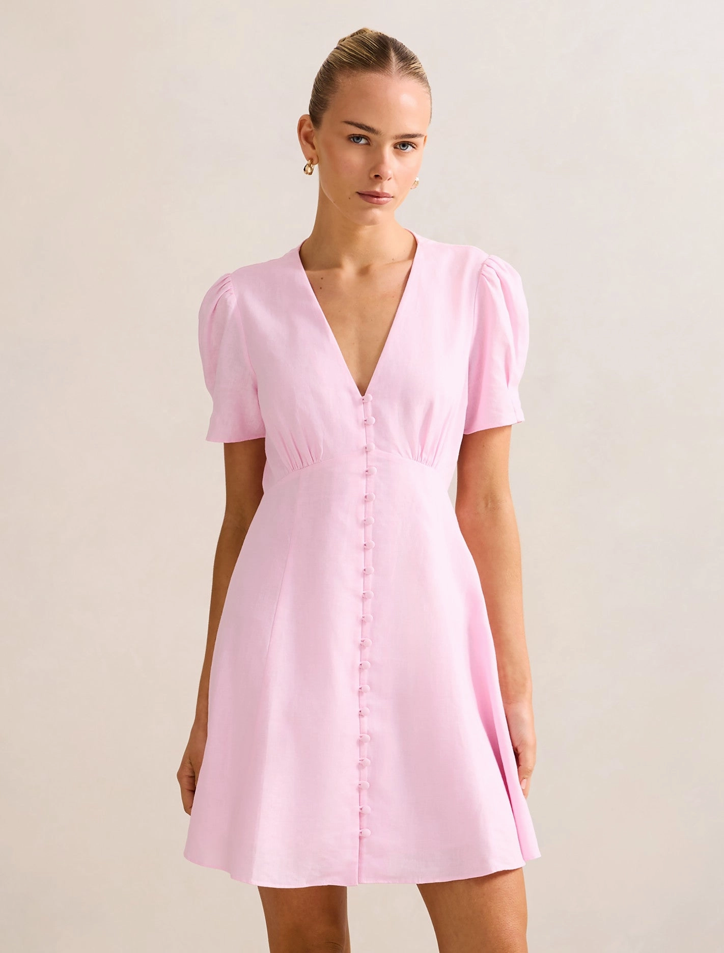 Saffron Linen Mini Dress Date-Night