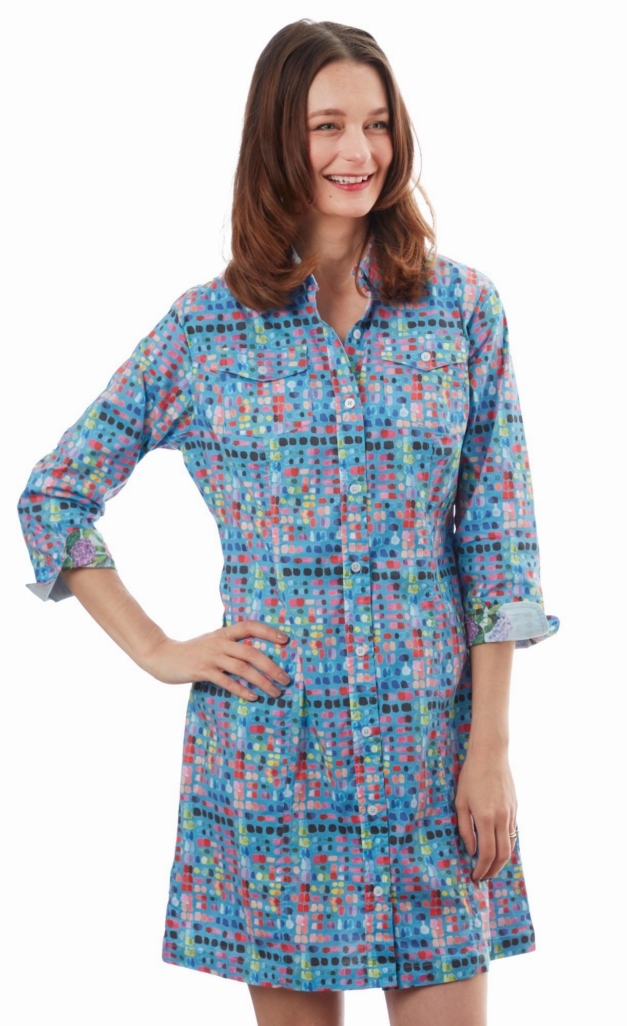 Active Outfit Sag Harbor Dress - Blue Confetti Print