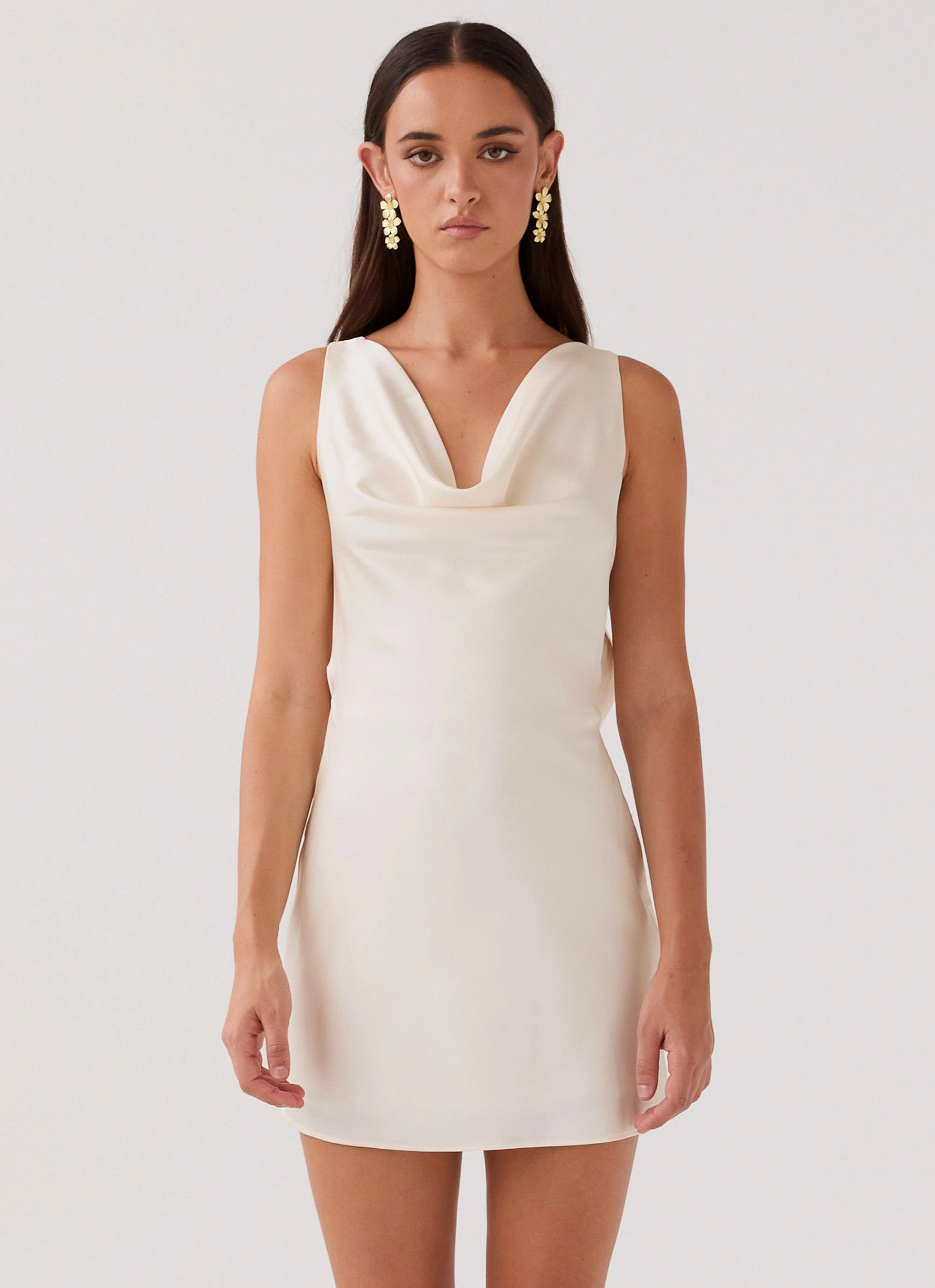 Multipurpose Modern Staple Be Mine Satin Mini Dress - Ivory