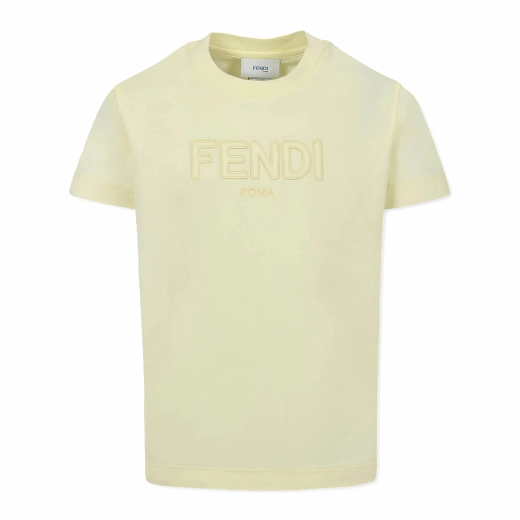 Stretchable Neckline Fendi Kids Logo Print T-shirt