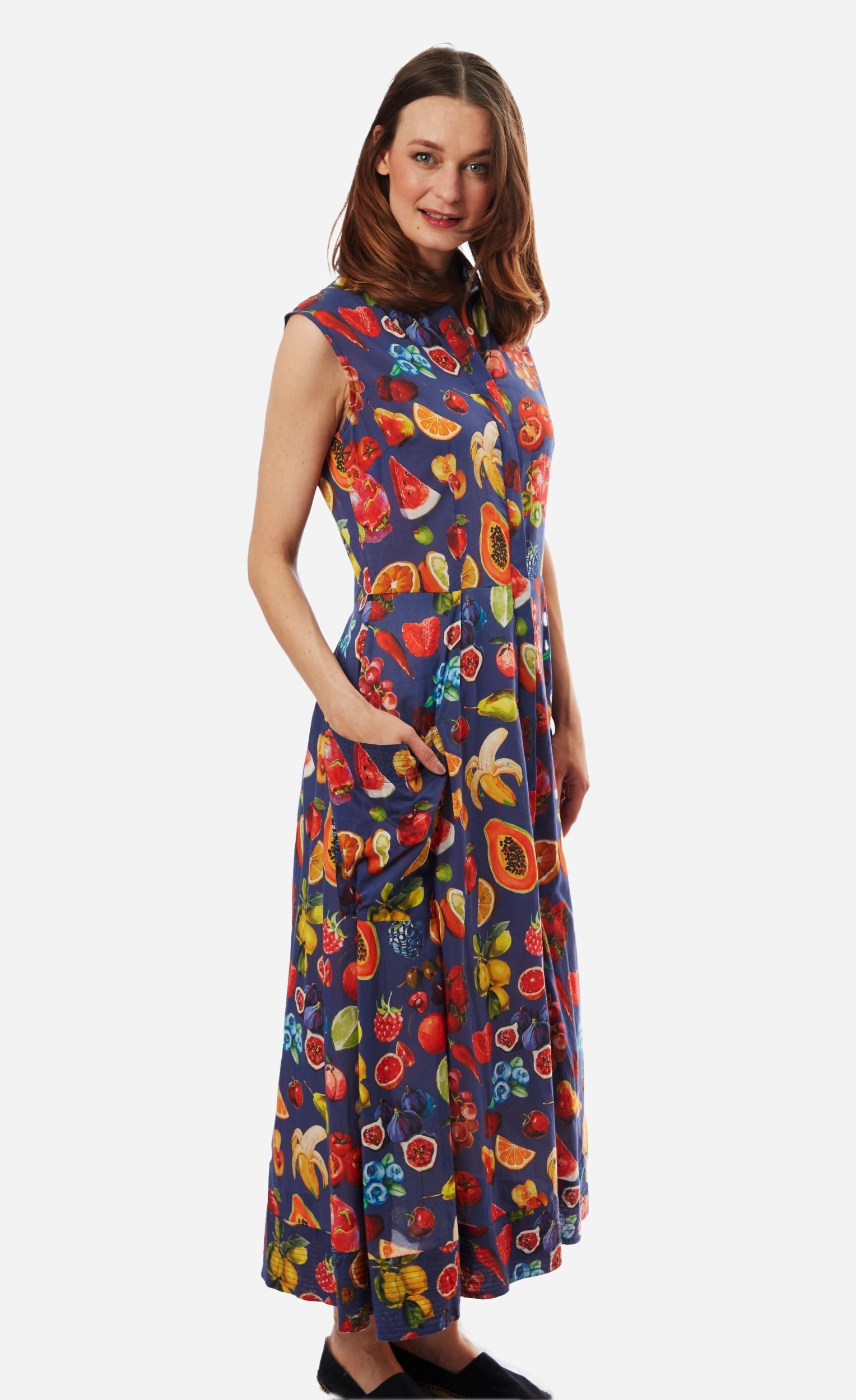 Night Style Sea Island Dress - Fruit Print