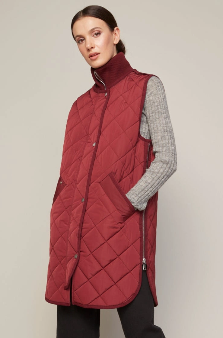 Destiny Sleeveless Quilted Vest With Zipper Detail - Porto Contoured Back Panel Odor Resistant Treatment