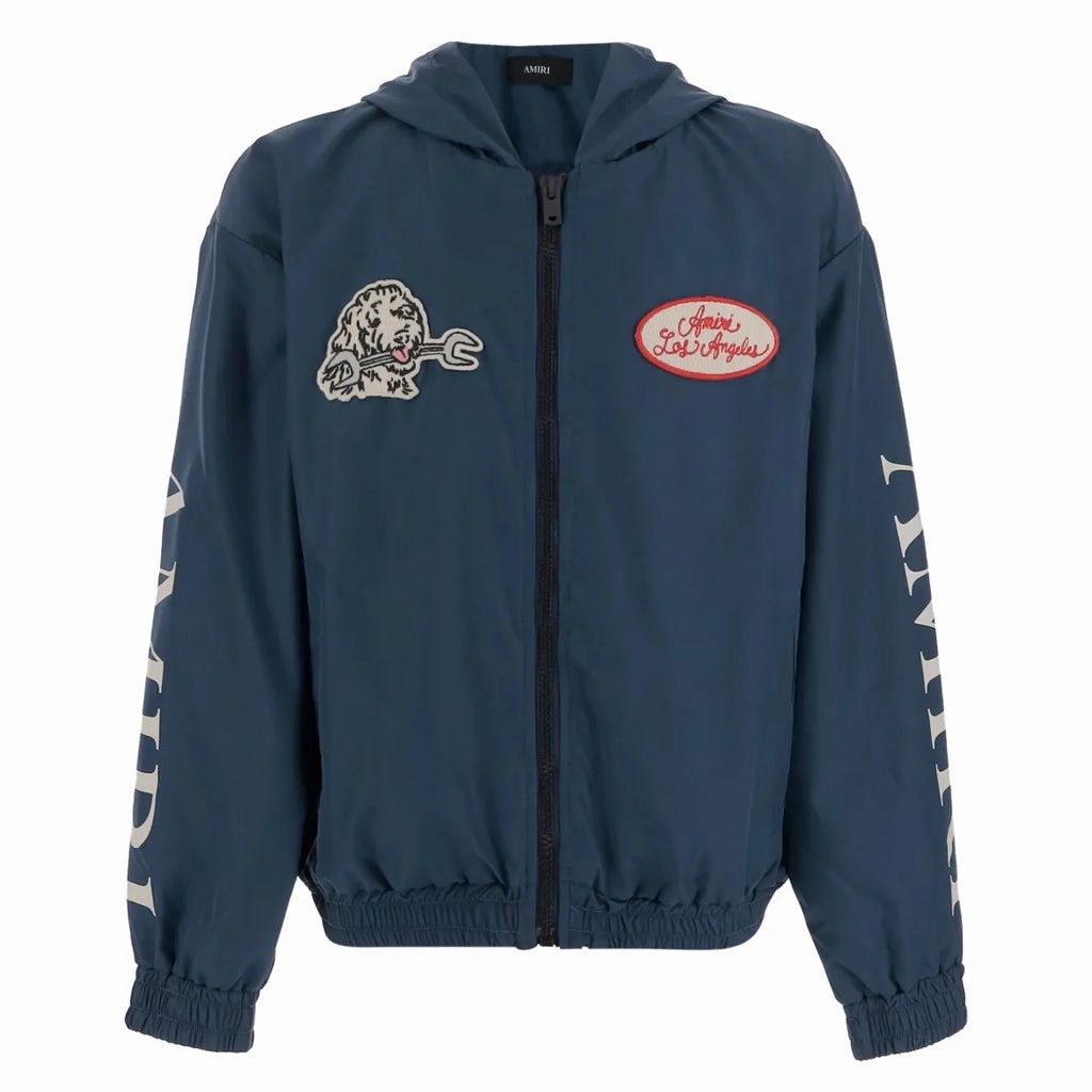 Zippered Pockets Quick Release Fasteners Amiri Kids Station Patch Windbreaker