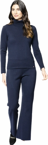 Monique Milano-Knit Boot Leg Pants - Dark Navy Soft Feel