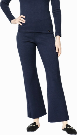Essential Look Monique Milano-Knit Boot Leg Pants - Dark Navy