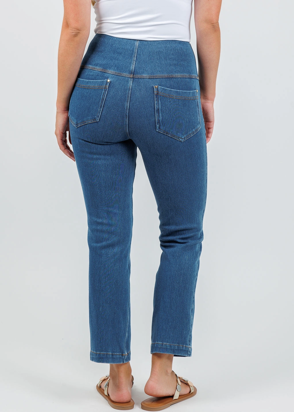 Ankle Denim Baby Bootcut Pants - Midwash Lined interior Non Irritating Seams