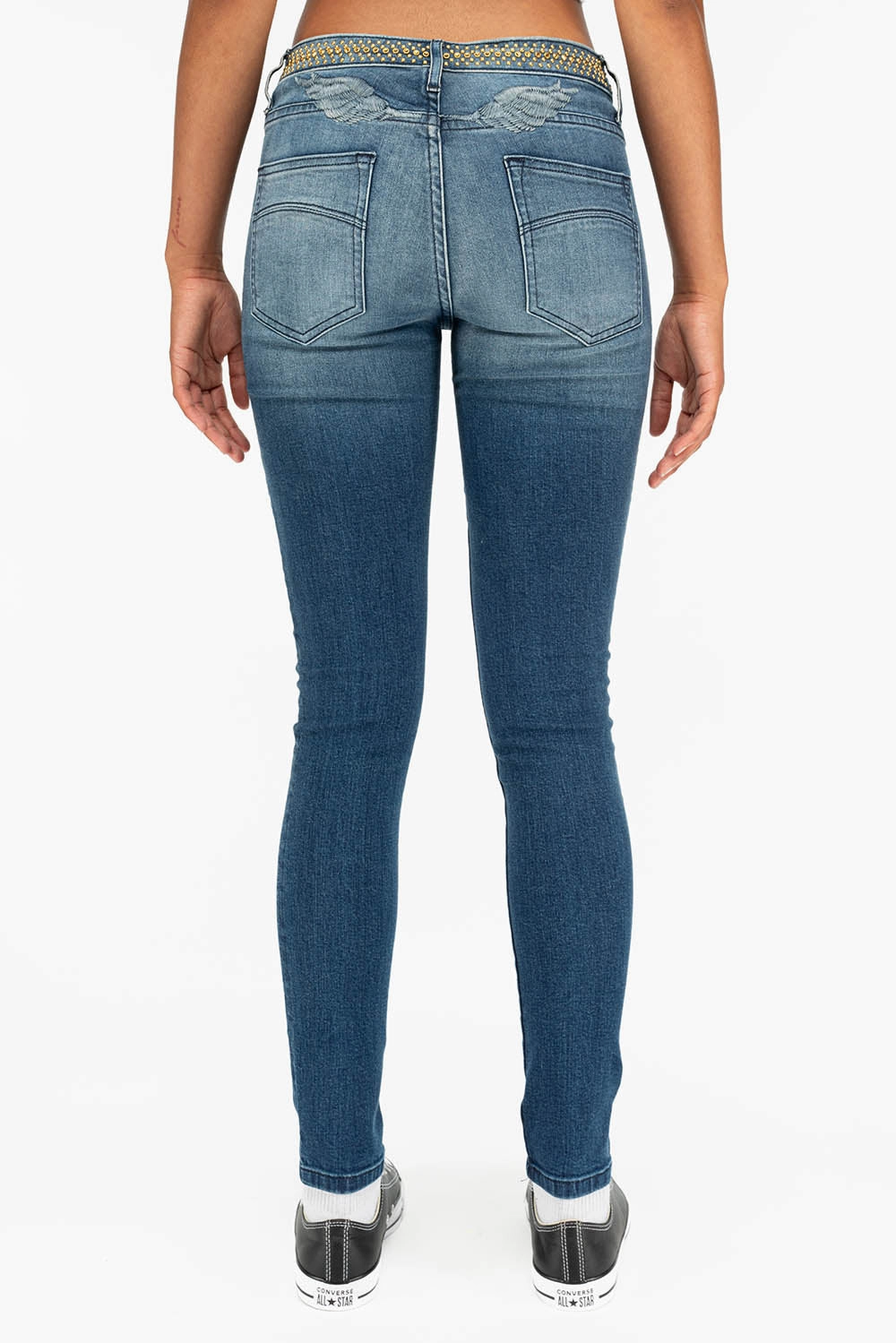 Faded Wash Neutral Fabric LADY G.I. IN ANTIQUE BLUE FULLY LOADED W/ CRYSTALS