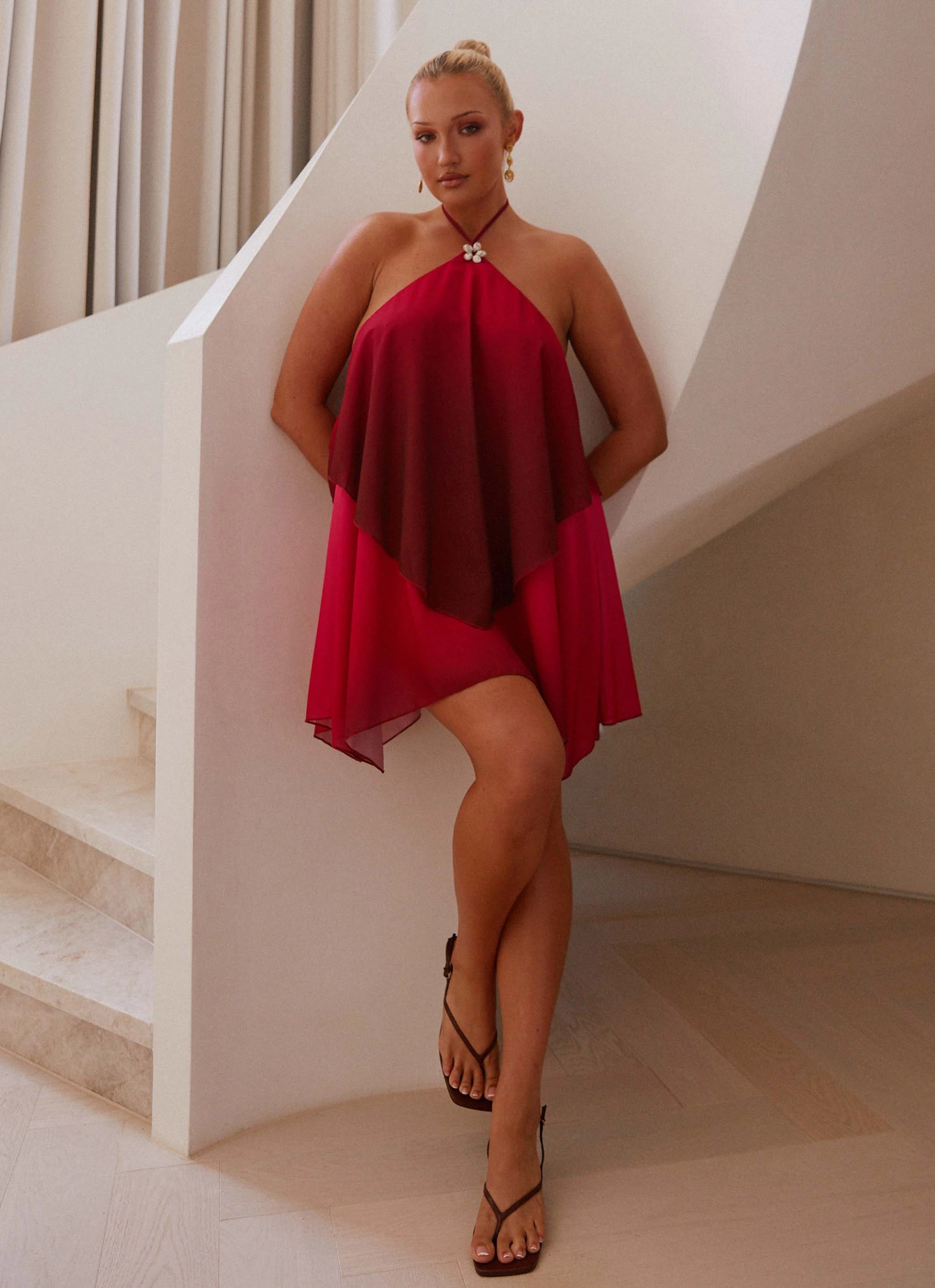 Twin Flame Mini Dress - Fuchsia Gradient Tailored Layers