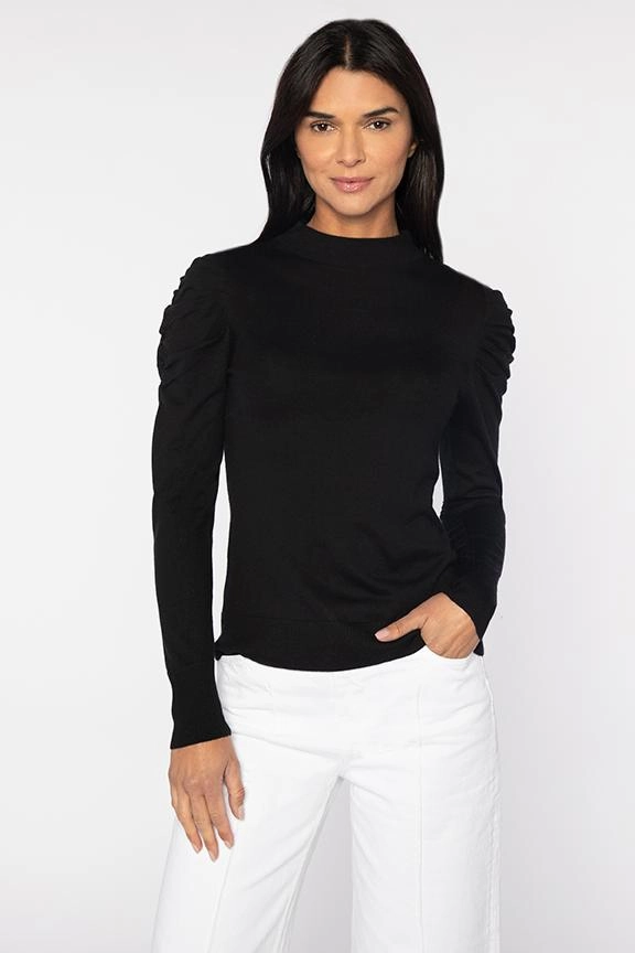 Warm Look Shirred Sleeve Pullover