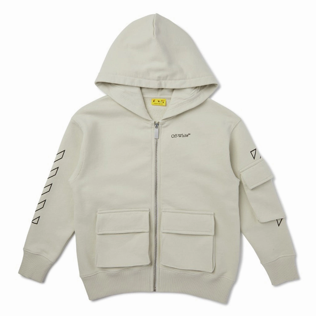 Off-White Kids Bookish Diag Hoodie Zip Up Temperature Regulating Fibers Professional Cut