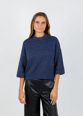 Cold Day Outfit Sienna Lurex Elbow Sleeve Sweater - Midnight