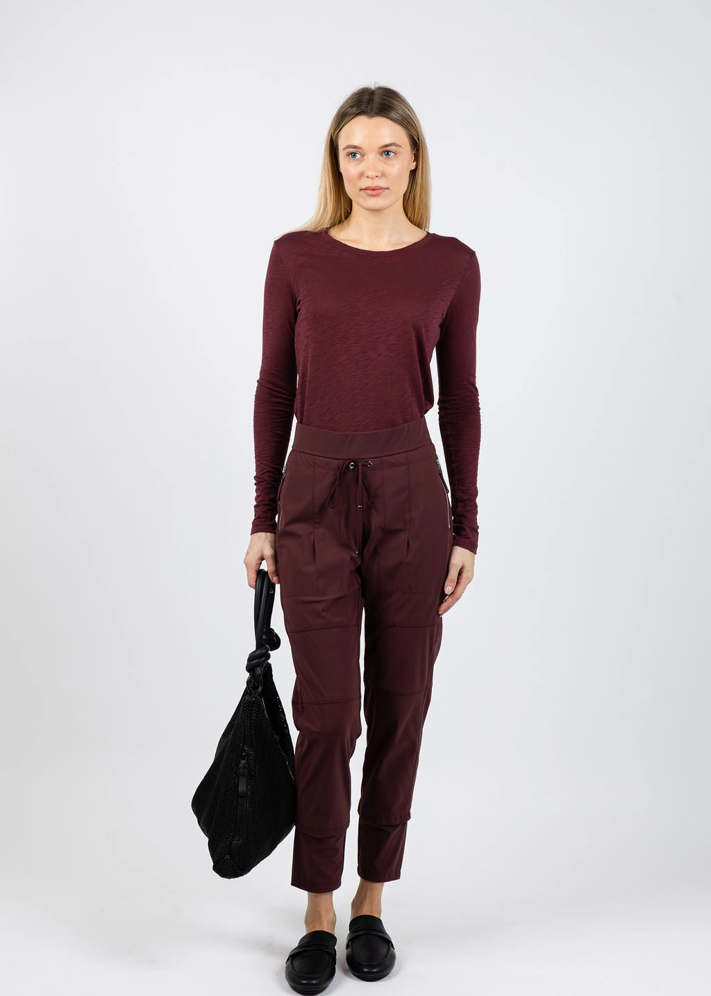 Signature Slub Long Sleeve Tee - Bordeaux Sleeveless Cut Casual Style