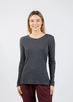 Signature Slub Long Sleeve Tee - Charcoal Heather Non-Iron