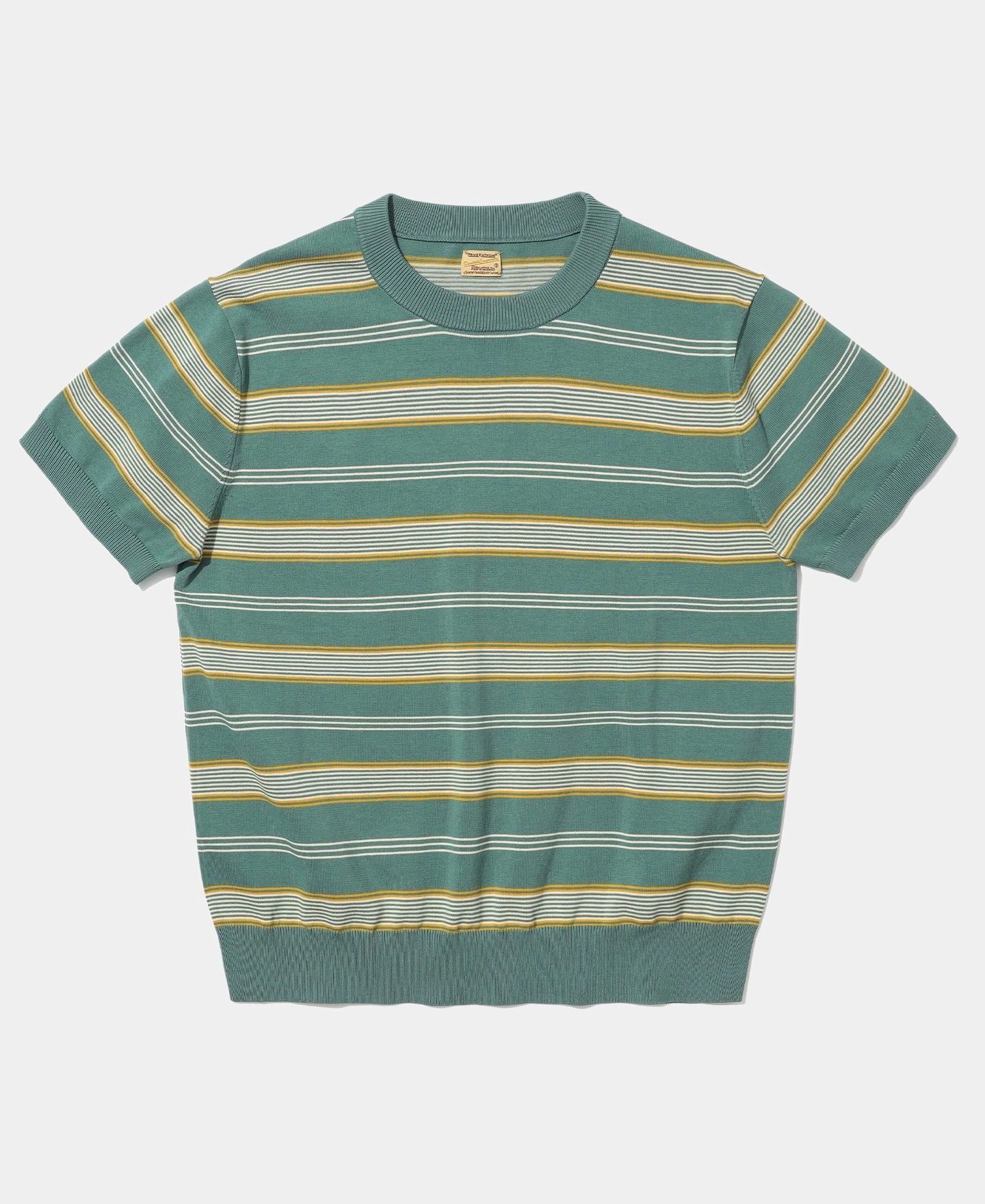 Active Look 1950s Ribbed Striped Knit T-Shirt - Green