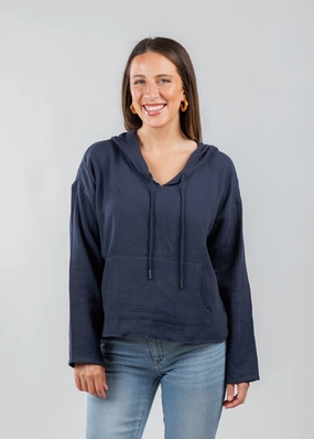 Quick Dry Comfort Gauze Hoodie - Navy