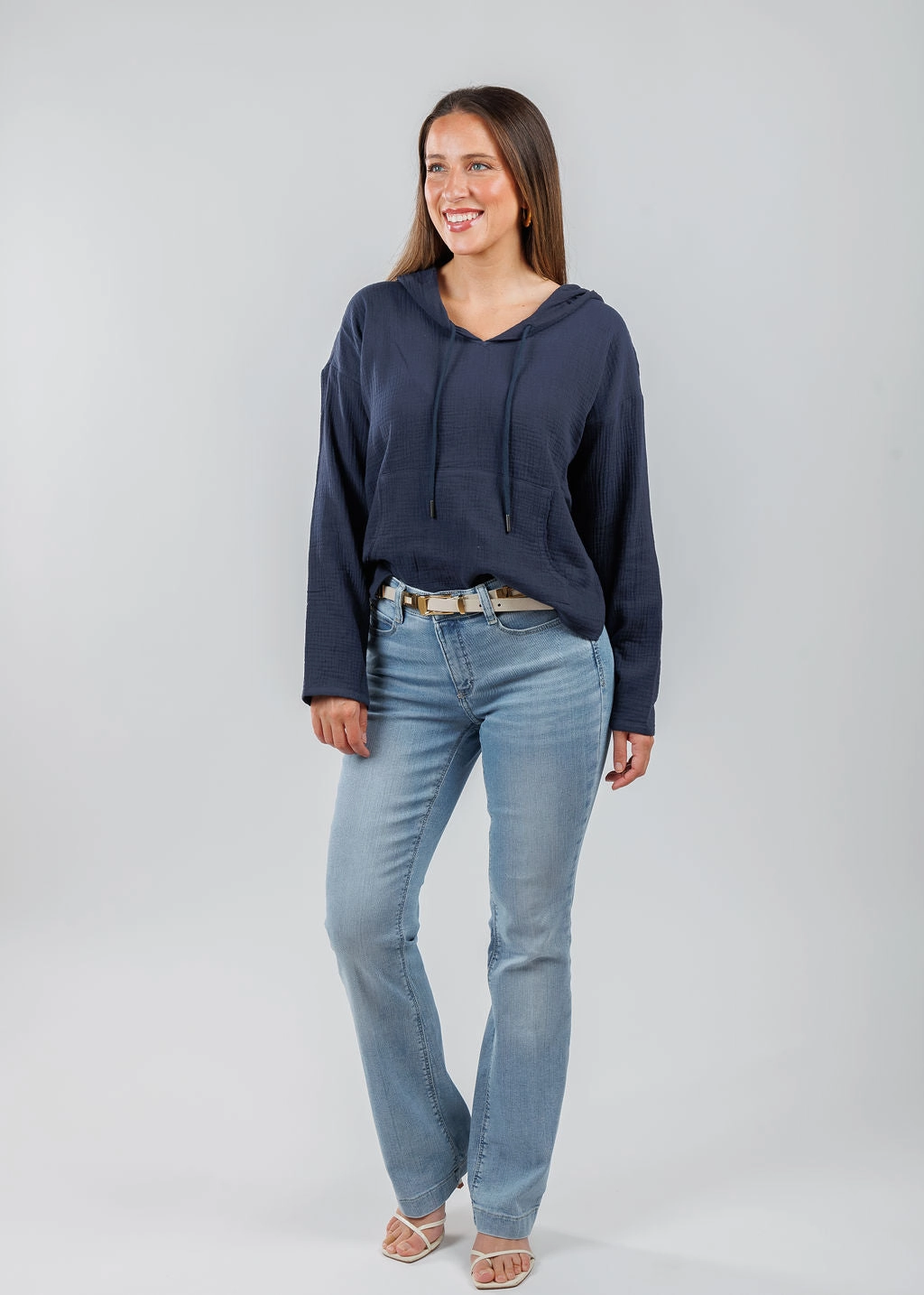 Stretch Fit Functional Layers Gauze Hoodie - Navy