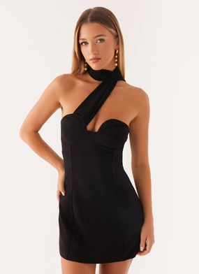 Sophisticated Layers Chic Silhouette Sirena Mini Dress - Black