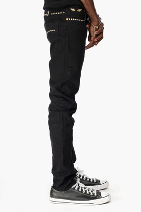 Flattering Waist Design SKINNY JEAN IN PURE BLACK WITH GOLD/SILVER  ROBIN??S LOGO EMBELLISHED WITH GOLD NAILHEAD STUDS