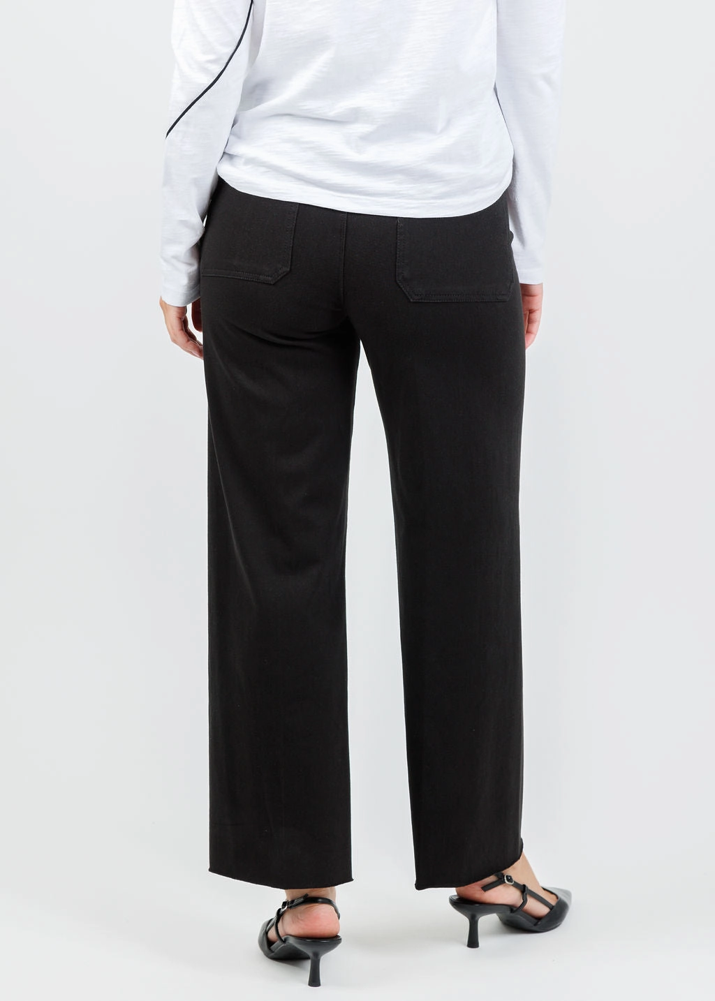 ComfortFit Erin High Waist Wide Leg Denim Pants - Black