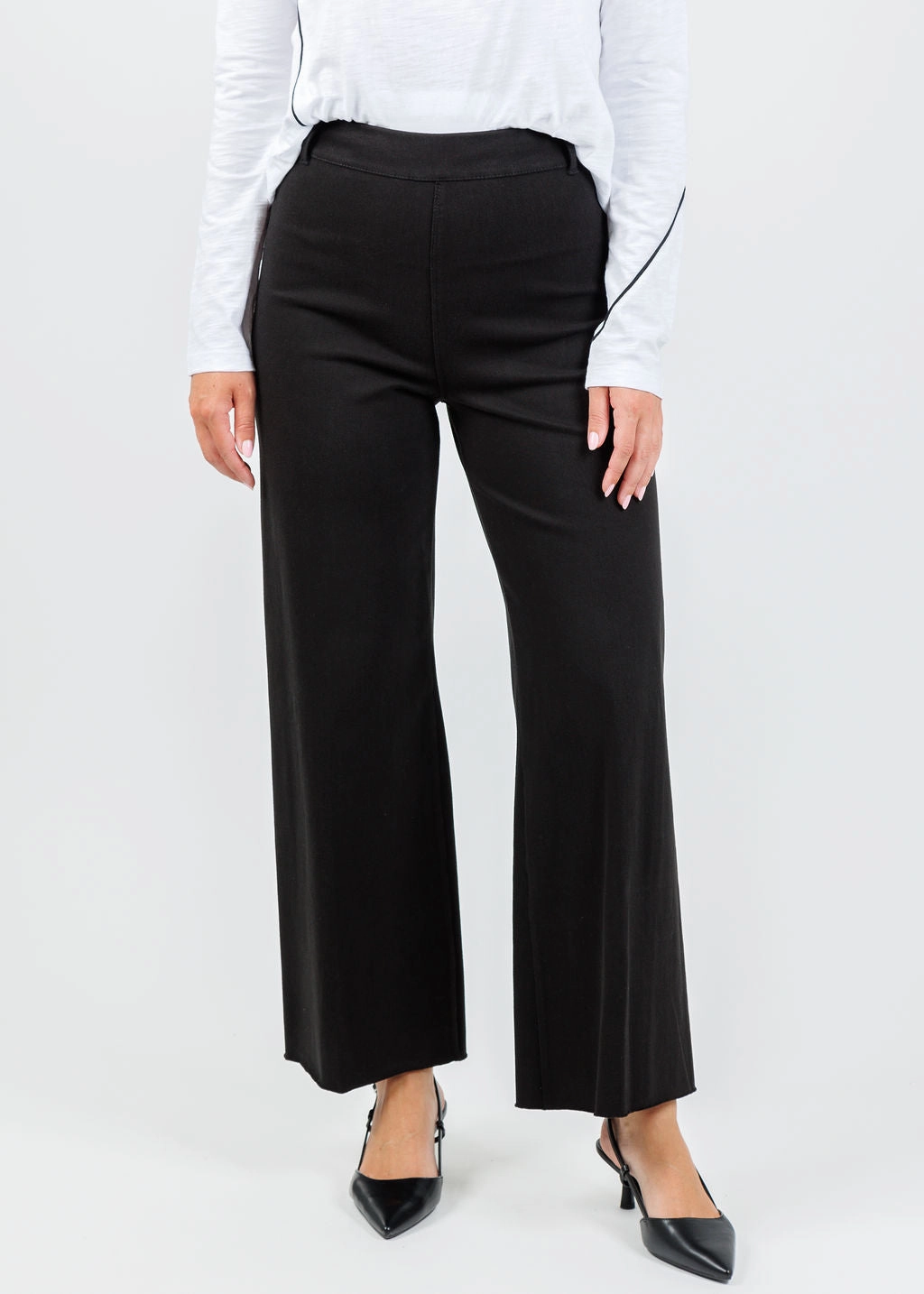 Erin High Waist Wide Leg Denim Pants - Black TearResistantPanels
