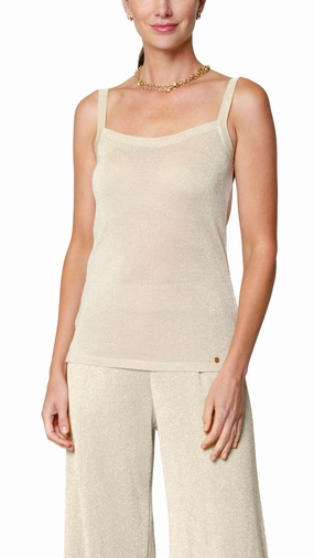 Crissie Tank Top - Gold Beige Airflow Ventilation System Animal Print