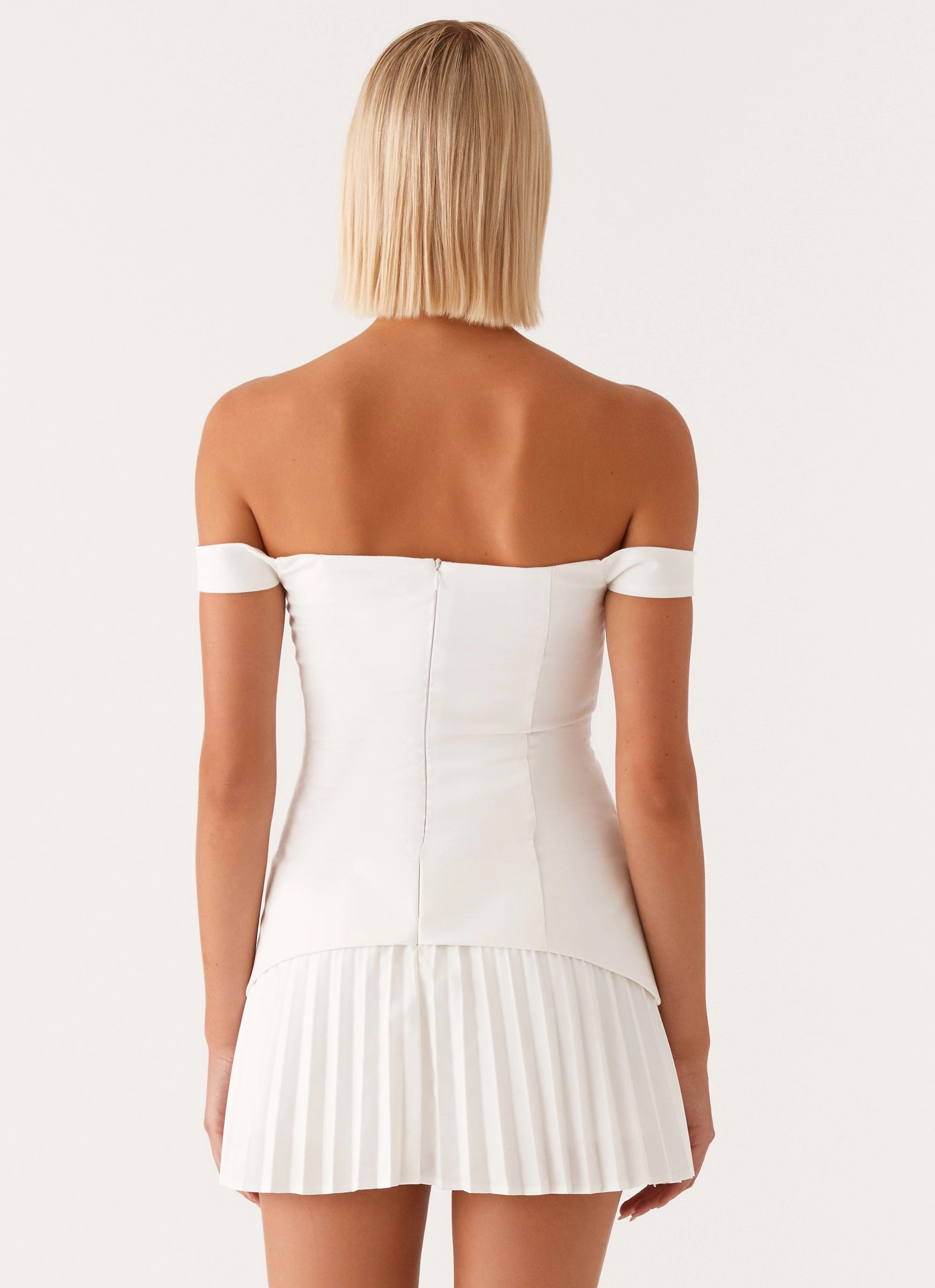 Daily Go Twisted Skies Off Shoulder Mini Dress - Off White