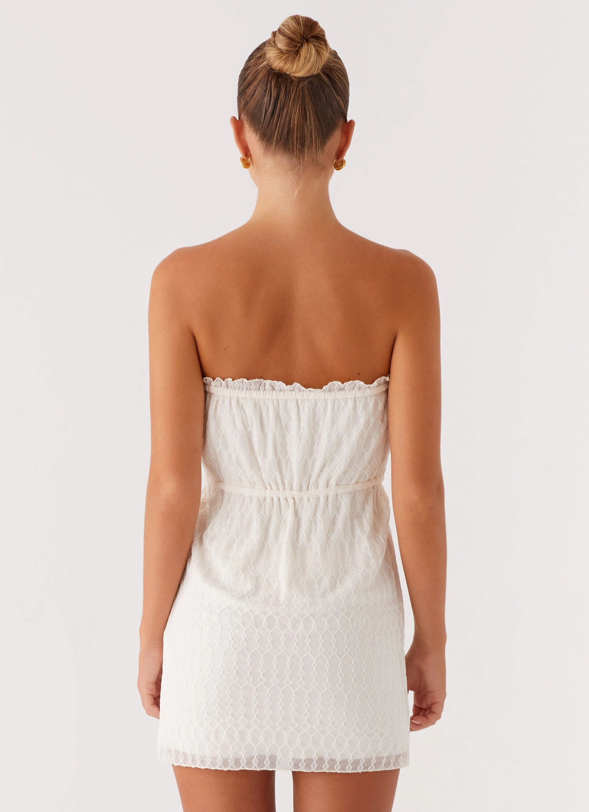 Alina Mini Dress - Ivory Flowing Fit V Neckline
