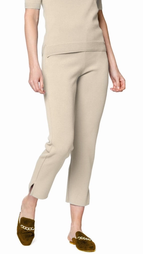 Relaxed Vibe Flexible Knee Panels Alice Milano-Knit Slim Leg Pants - Warm Beige
