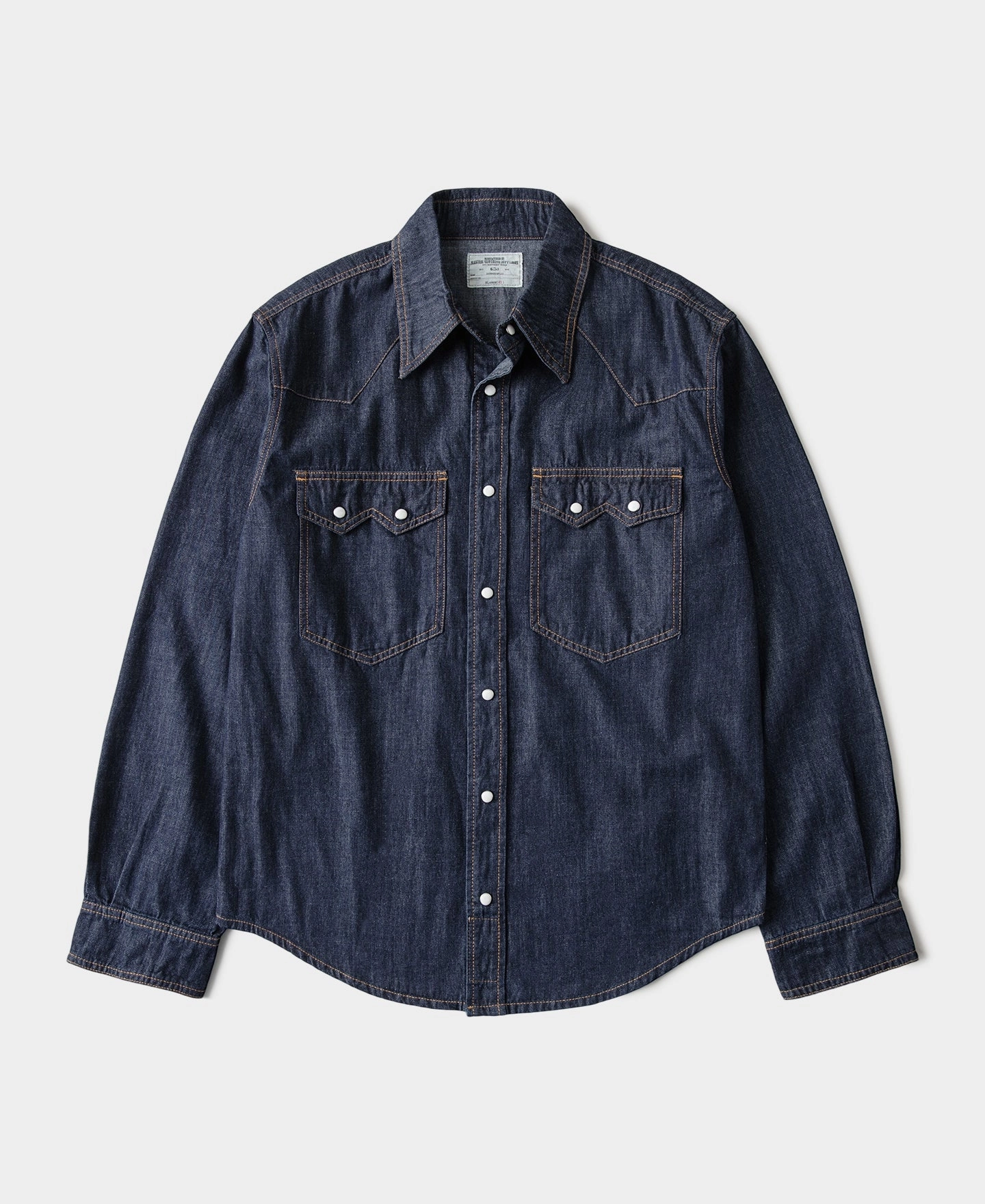 Oversized style Smooth Zipper Design Slub Denim Snap Button Western Shirt - Dark Indigo