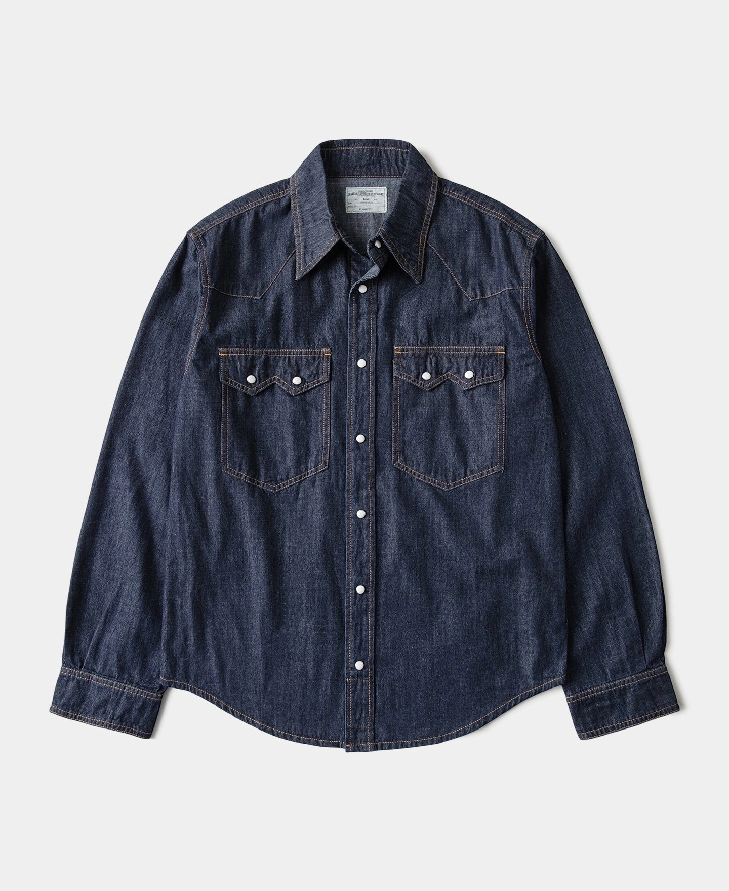 Slub Denim Snap Button Western Shirt - Dark Indigo Multi Pocket Design