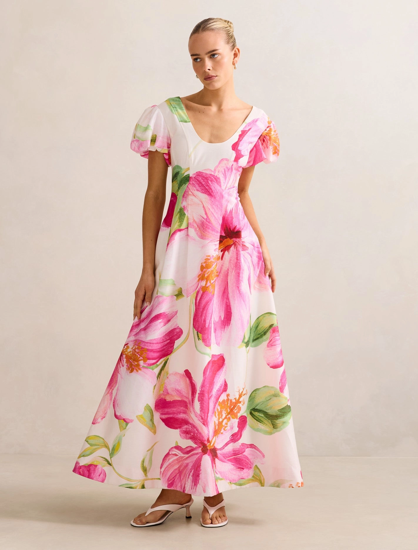 High Cut Lily Scoop Neck Midi Dress