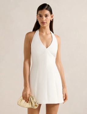 Riley Structured Halter Mini Dress Classic Grace
