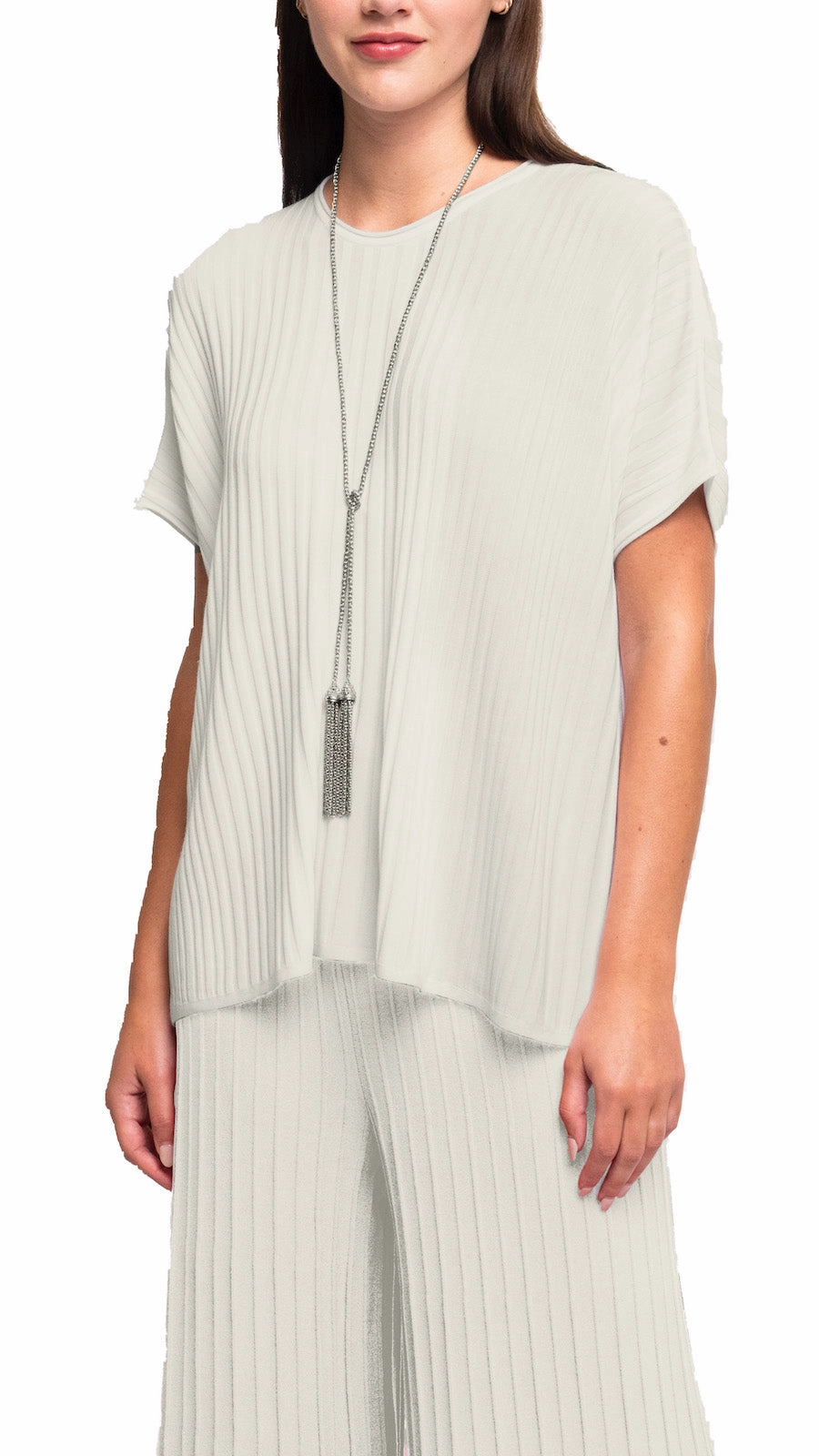 Gradient effect Comfy Look Erika Loose-Fitting Wide Rib Knit Drop Shoulder Top; Beige