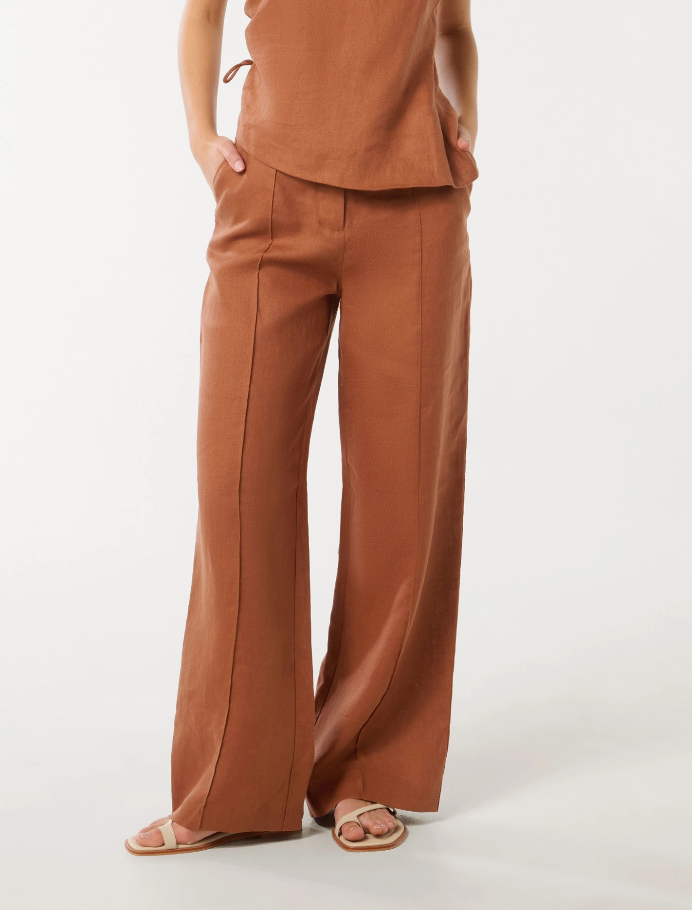 Body Aligned Street Inspired Posey Linen Wide Leg Pants
