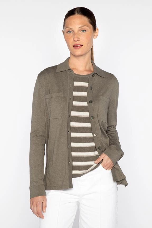 Easy Movement Shirt Cardigan - Eucalyptus