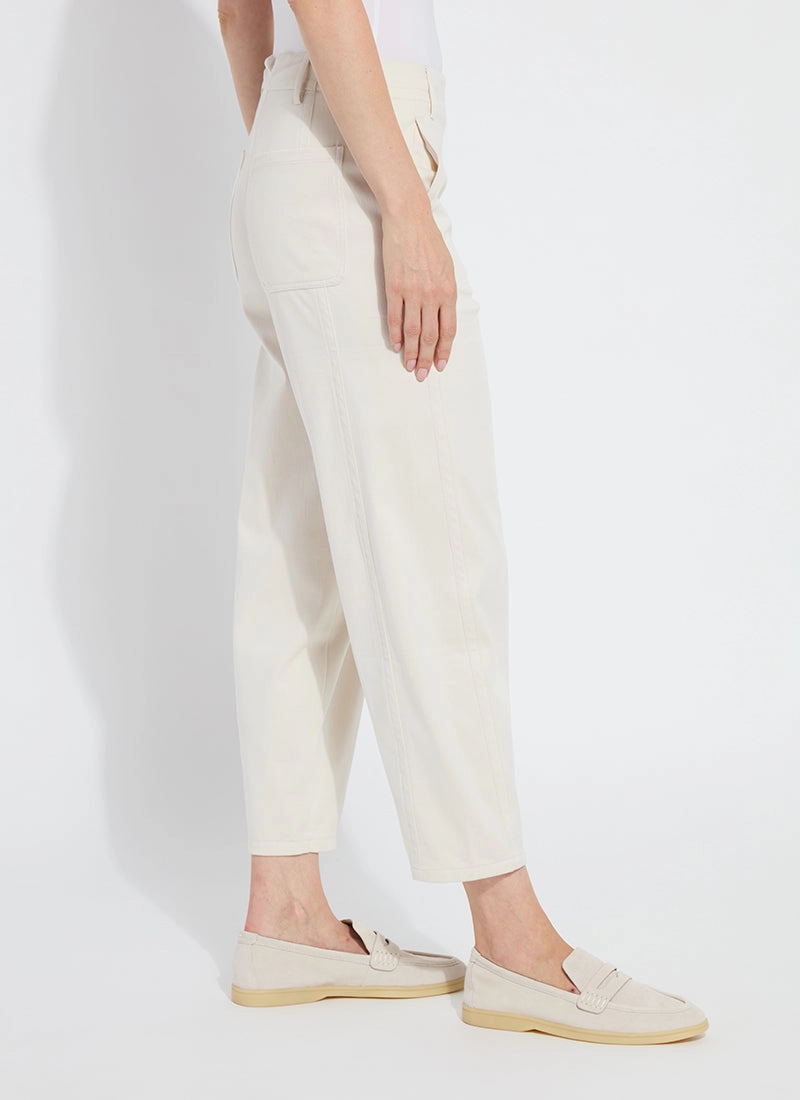 Anelise Barrel Trouser - Oat Organic Cotton Blend