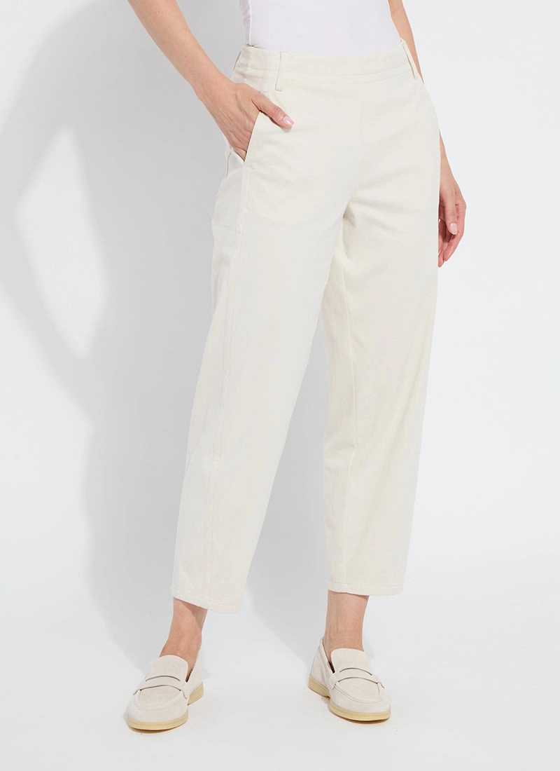Anelise Barrel Trouser - Oat Rayon drape Stain Release Finish