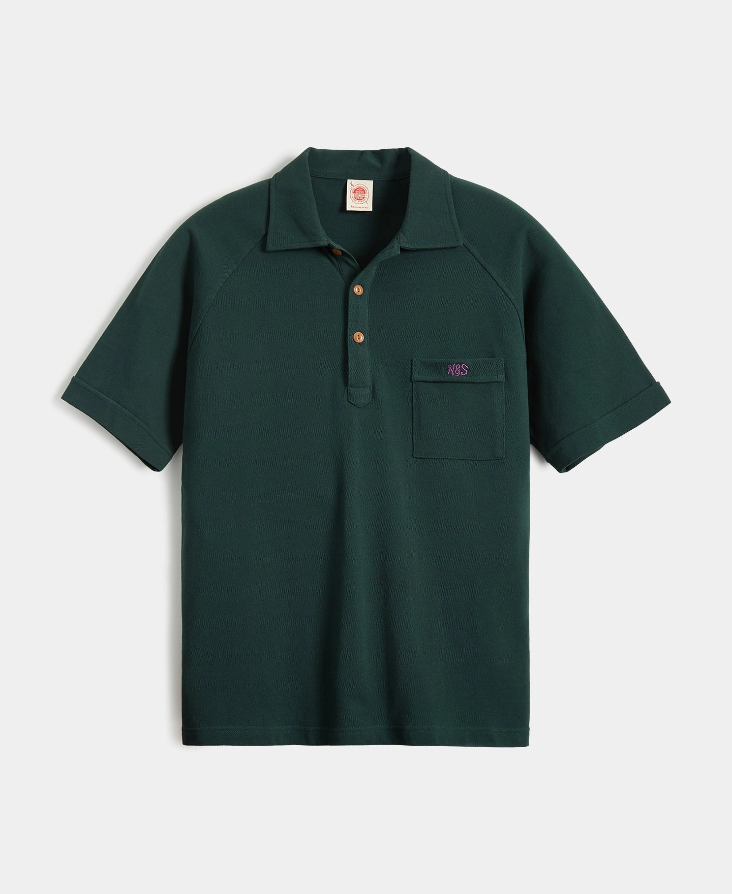 Raglan Sleeve Cotton-Piqu?? Polo Shirt - Dark Green Outdoor Smart