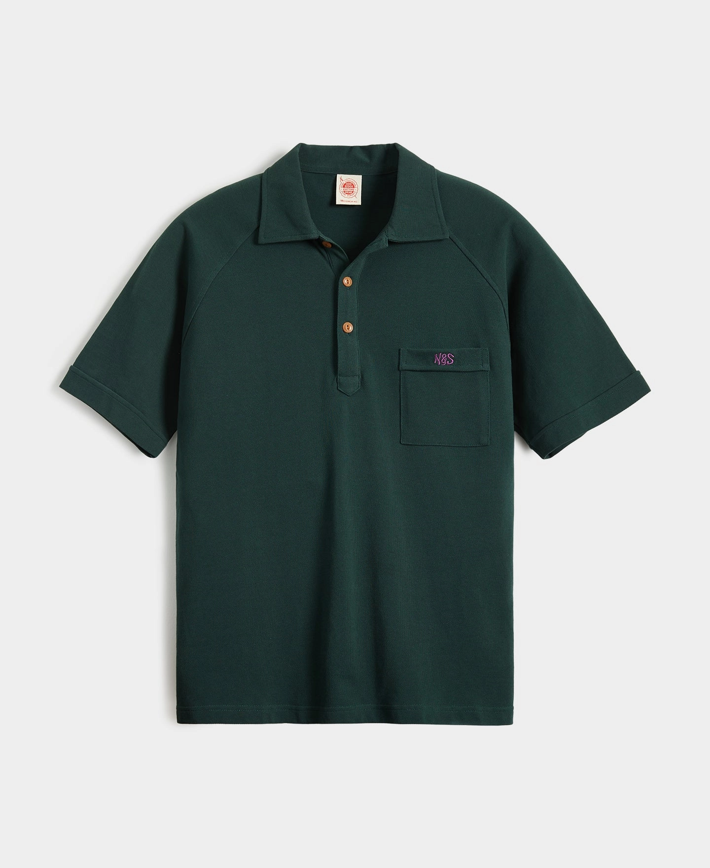 Sporty Comfort Wear Raglan Sleeve Cotton-Piqu?? Polo Shirt - Dark Green